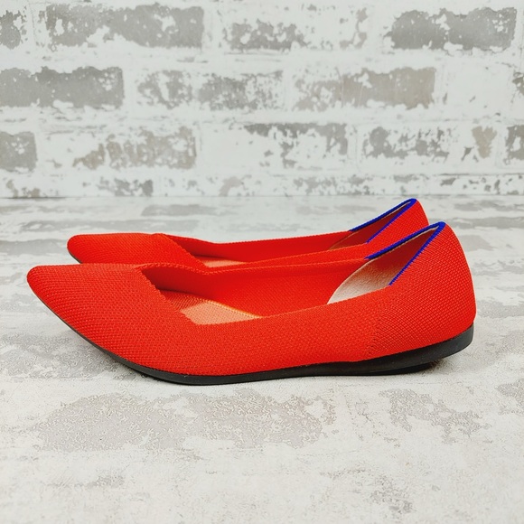 NEW Rothy's The Flat Red Knit Pointy Toe Slip On Loafers O277